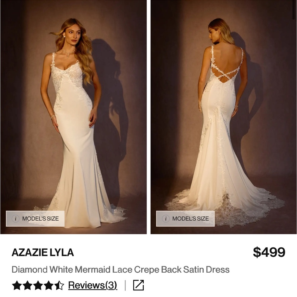 Azazie Lyla Diamond White Lace Mermaid Dress